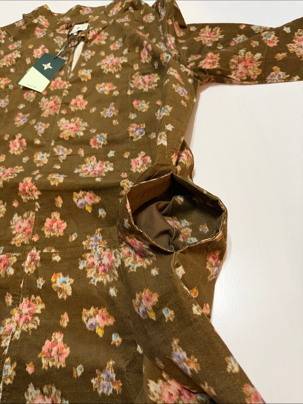 Tuckernuck Floral Brown Corduroy Clifton Dress XL NWT - Picture 5 of 8